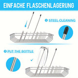 Escurridor de Botellas para Lavavajillas de Acero Inoxidable - Compatible con Todos los Rejillas Estándar, Diámetro de 6mm, Longitud de 27cm, Flujo de Agua Eficiente, con Portabotellas y Utensilios de Vidrio Transparente, Limpieza de Cristalería|Diseño M