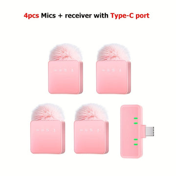 Micrófono inalámbrico 2.4G Pro - Hasta 14 horas de batería, cancelación de ruido DSP+ENC, diseño clip-on plug & play para vlogging HD y transmisiones en vivo, conector USB tipo C, micrófono de solapa | Micrófono profesional | Diseño clip-on