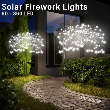 Luces solares para jardín, IP65 de alta calidad y resistentes a la lluvia, 8 modos de iluminación ajustables, adecuadas para caminos, patios traseros, jardines, decoraciones de fiestas navideñas, luces decorativas de tierra DIY.