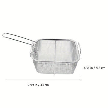 1pc Cesta de comida mini de acero inoxidable, accesorio multiusos para freidora portátil, para cocinar bocadillos, papas fritas, papas fritas con filtrado y drenaje