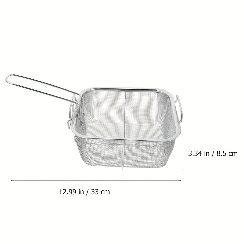 1pc Cesta de comida mini de acero inoxidable, accesorio multiusos para freidora portátil, para cocinar bocadillos, papas fritas, papas fritas con filtrado y drenaje