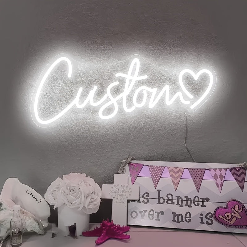 Letrero LED de Neón Personalizado - Luz con Nombre a Medida y Alimentación USB, Decoración de Pared para Bodas, Cumpleaños, Negocios o Hogar - Fácil Instalación sin Cableado - Regalo Perfecto para Ella/Él/Parejas, Letrero de Neón Personalizado, Iluminaci