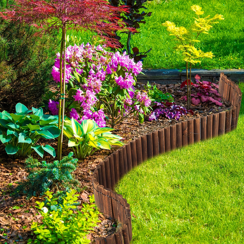 Valla de jardín de madera rústica de diseño curvo flexible para protección de mascotas y privacidad, decoración de patio y sendero en estilo pastoril, valla de jardín, barrera de protección de mascotas, estética natural, madera duradera.