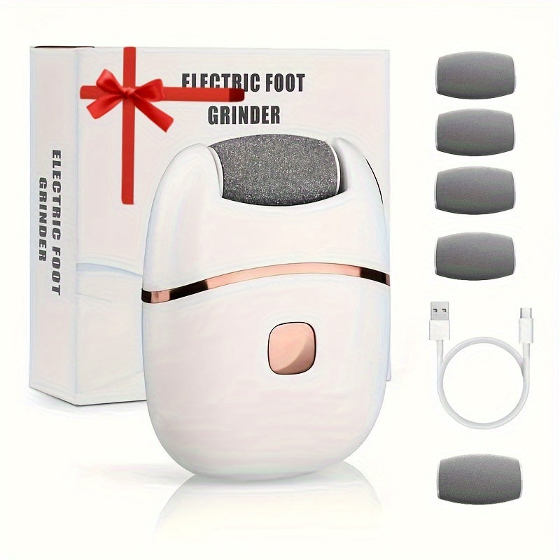 1pc Removedor de Pies Eléctrico, 5 Cabezales Intercambiables, Carga USB, Adecuado para Adultos, Herramienta de Pedicura para el Hogar y Viaje y Regalo Perfecto