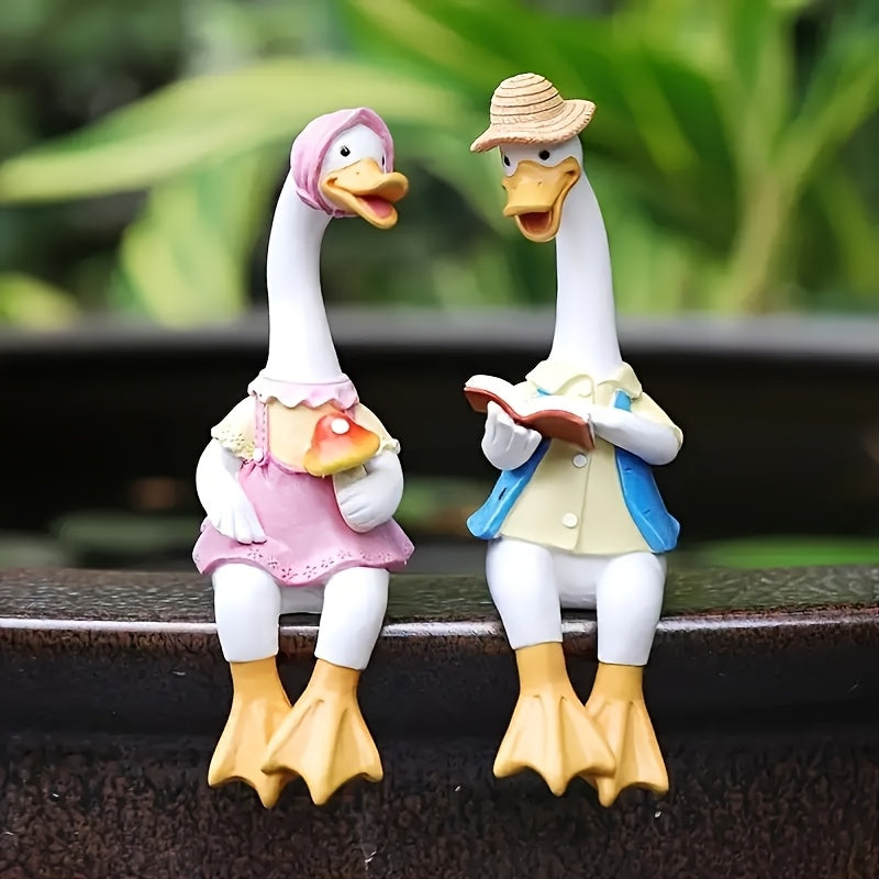 Encantadoras figuras de pata de resina de pato, ideal para decoración de jardín al aire libre, patio, villa y escena de granja, con detalles pintados a mano, para uso interior y exterior.