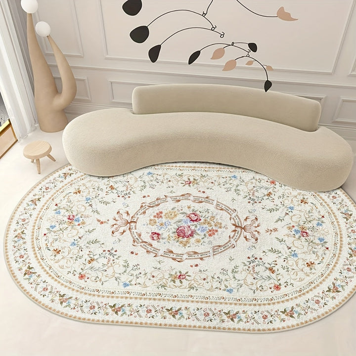 Alfombra moderna lavable de estilo europeo retro con diseño floral fresco, 850 g/m², terciopelo suave, antideslizante y duradera, para sala de estar, dormitorio o entrada, que muestra tu estatus noble. Material de alta gama y artesanía exquisita para un