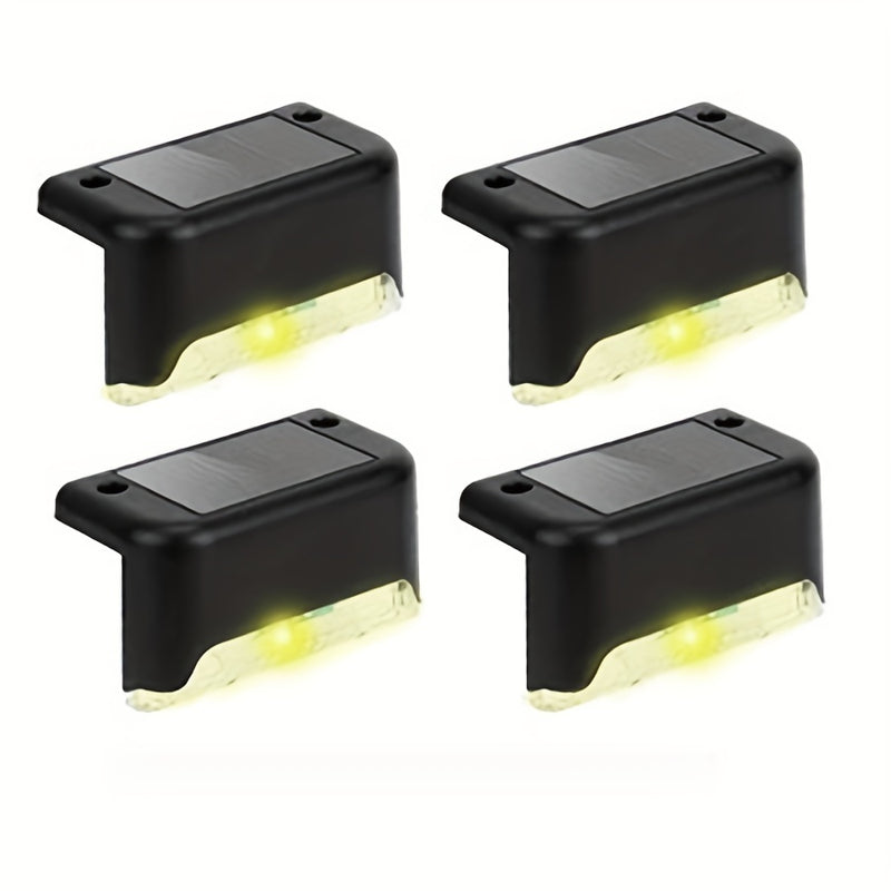 Paquete de 4 Luces Solares para Terraza, Luces Solares para Valla, Luces Exteriores IP44 para Patio, Luces Solares con Energía Solar, Luz Solar para Escalones al Aire Libre, Iluminación Solar para Vallas y Escaleras en Cercas, Pasos, Patios, Terrazas, Ja