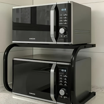 Estantería de Acero Inoxidable en Forma de U, 1 Pieza, Adecuada para Microondas, Soporte Independiente, Organizador de Cocina, Estante Vertical de Doble Nivel Resistente - Diseño Anticorrosivo y Antiadherente | Alta Resistencia al Calor | Para Platos/Bot