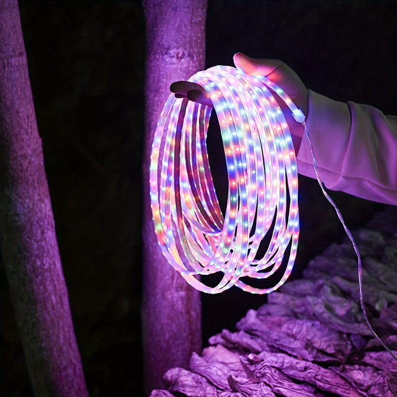 Luces LED solares para exteriores, control remoto, 8 modos de iluminación y 3 funciones de temporizador. Cuerdas luminosas ideales para jardín, camping, pasillos, balcón, escaleras, fiestas, Halloween y decoraciones navideñas