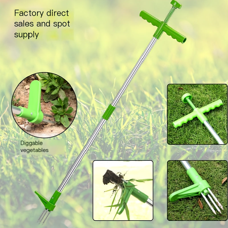 Extracción de Malas Hierbas de Aluminio DZT, Herramienta Manual para Deshierbar, Deshierbador de Jardín de Metal, Instrumento de Excavación de Verduras Conveniente, Herramienta de Jardinería Manual, No Necesita Electricidad ni Batería, Herramienta de Jar
