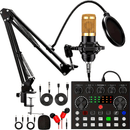 Kit de Podcasting BM800 con Tarjeta de Sonido V8 y Cambiador de Voz - Alimentado por USB/Batería, Conector de Audio de 3.5mm - Ideal para Grabación, Canto, Streaming y Juegos