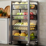 Estantería de metal negra de 3/4 niveles con ruedas, ideal para espacios pequeños, cocinas, baños y lavanderías, carrito práctico moderno con ruedas bloqueables