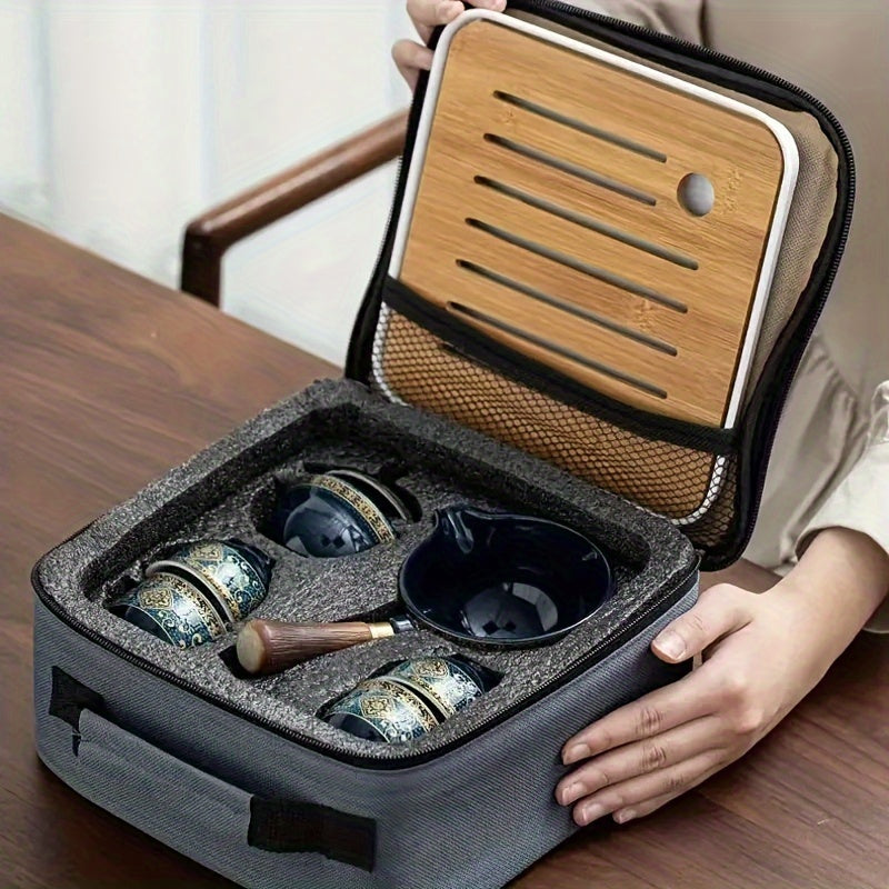 1 Set, Tetera Con Tazas De Té, Taza De Té, Taza De Café, Juego De Té De Cerámica, De Viaje, Juego De Té Kung Fu, Tetera Giratoria De 360 °, Juego De Té Automático De Cerámica De Viaje, Taza De Té Kung Fu Para El Hogar, Portátil, Ideal Para Viajar, La Ofi