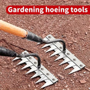 1 Rastrillo de Jardín de Acero Inoxidable | Herramienta Profesional 3 en 1 para Deshierbar, Aflojar y Arar | Esencial para Huertos Caseros, Patios y Plantaciones en Balcóns | Dientes Gruesos de Acero al Manganeso Duradero | Fácil Mantenimiento para Céspe