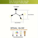 1 lámpara colgante negra con base para tres bombillas E27, ideal para sala, dormitorio o techo (sin bombillas incluidas)