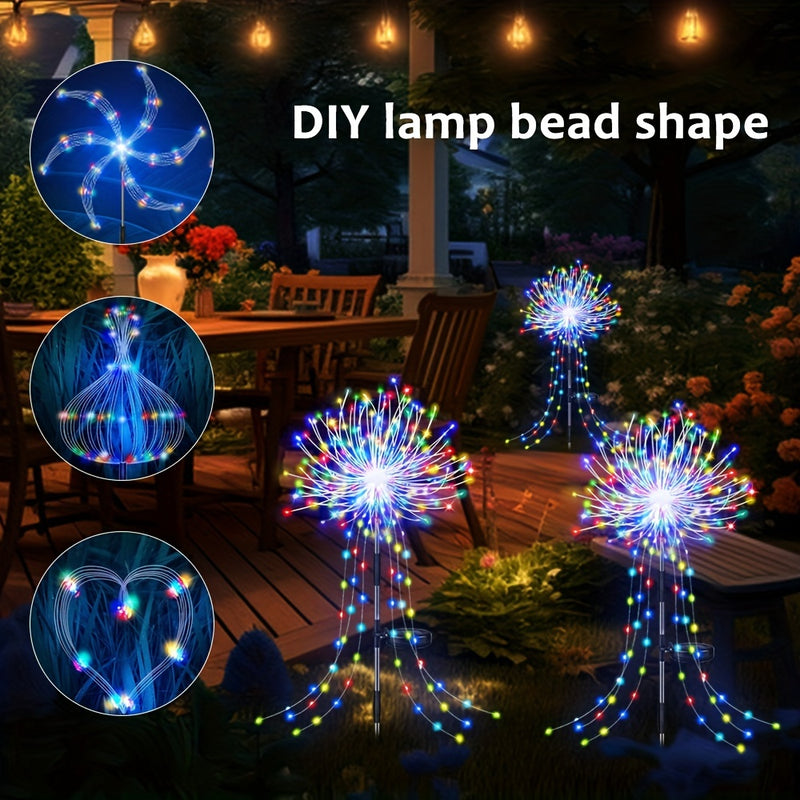 Luces de Fuegos Artificiales Solares para Exteriores LED 120/210PC, Luces Decorativas de Explosión para Halloween y Navidad al Aire Libre, IP65, Luces Ambientales de Cuento de Hadas con 8 Modos para Fiesta con Estaca para Acampada, Jardín, Patio, Balcón,