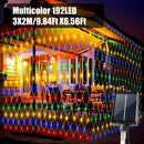 Luz de malla solar IP44 - 8 patrones, luces de cadena LED amarillas para jardín, patio, techo, balcón, árbol de Navidad, centro comercial, ideal para Halloween, Navidad, bodas y fiestas, alimentado por energía solar con batería de litio, luces de camping