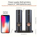 1 unid./2 unid. Molinillo eléctrico inteligente, molinillo de sal y pimienta eléctrico, molinillo de pimienta negra automático, molinillo de pimienta blanca, molinillo eléctrico duradero y conveniente de alta visibilidad, adecuado para cocina doméstica,