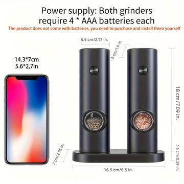1 unid./2 unid. Molinillo eléctrico inteligente, molinillo de sal y pimienta eléctrico, molinillo de pimienta negra automático, molinillo de pimienta blanca, molinillo eléctrico duradero y conveniente de alta visibilidad, adecuado para cocina doméstica,