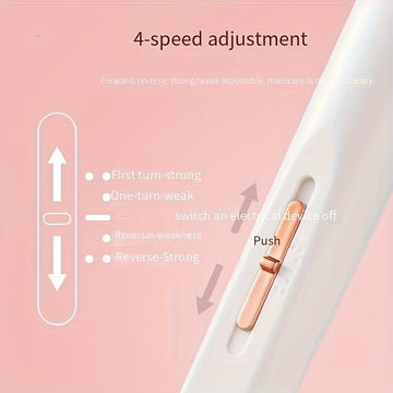 Fregadero eléctrico para uñas, kit de manicura portátil mini con 2 velocidades, cargador USB, incluye 5 piezas de acero para uñas, adecuado para uso en salones de belleza en casa.