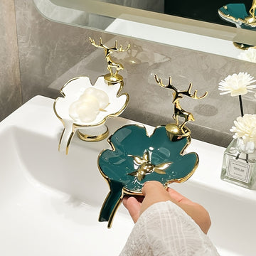Caja de Jabón de Baño de Lujo Ligero con Drenaje Creativo, Sin Taladro, Porta Jabón de Baño