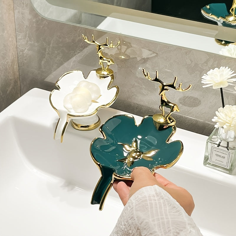 Caja de Jabón de Baño de Lujo Ligero con Drenaje Creativo, Sin Taladro, Porta Jabón de Baño