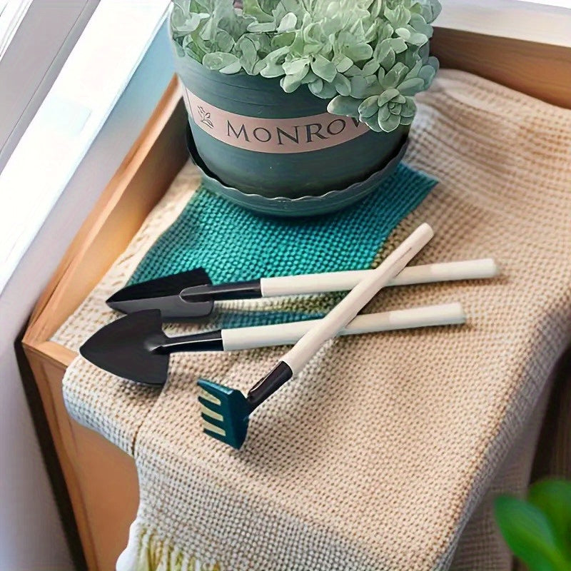 Juego de Herramientas de Jardinería Mini de 6 Piezas - Herramientas Manuales de Metal y Madera para Planta Interior y Exterior, Suculentas y Azada Efectiva para Aflojar la Tierra con Pequeñas Herramientas para Suculentas