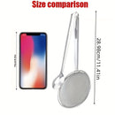 1pc Pinza Filtro de Aceite SHAON en Acero Inoxidable con Malla Fin - Cuchara y Pinza para Freír, Dumplings, Rollos Primavera - Herramienta de Cocina Duradera para Drenaje de Aceite Caliente & Seguridad al Cocinar, Mango Ergonómico, Construcción Robusta,