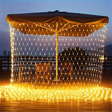 298.7cm*201.17cm 192LED Red de luces LED alimentada por energía solar, luces de malla solar, luces de red para arbustos, 8 modos, eficiente en energía para jardín, patio, pared, boda, Navidad, Halloween y decoración al aire libre, decoración festiva