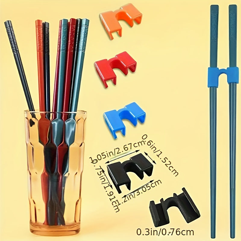 4 piezas de soportes de palillos para principiantes - Accesorios de palillos ligeros para entrenamiento, antideslizantes, reutilizables, seguros para el lavavajillas, adecuados para adultos, aprendices y principiantes - Hechos de plástico, no requiere el
