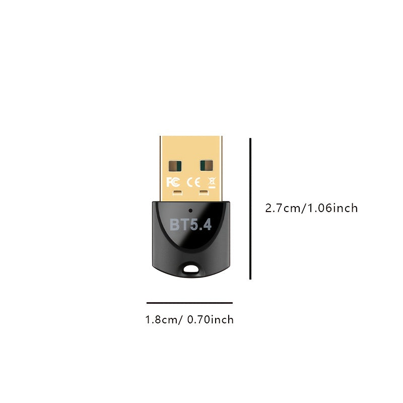 Adaptador inalámbrico USB BT5.4, receptor inalámbrico USB, compatible con computadoras/auriculares/teclados/mouse habladores, Windows11/10/8.1, enchufa y juega, compatible retro automático con dispositivos 5.3/5.1/5.0/4.2/4.1/4.0, haz que tu computadora