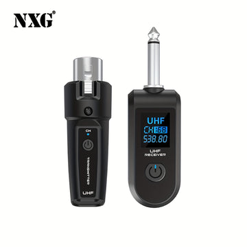 Sistema de Transceptor sin varillas NXG - Compatible con XLR, Comunicación Bidireccional, Recargable USB-C, Alcance Largo hasta 30m/100ft, para Estudio en Casa, Karaoke en Vivo, Podcasts, Conciertos - Compatible con Micrófonos Condensador/Dinámicos (Opci