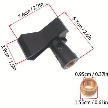 2 piezas de abrazaderas ajustables inalámbricas para micrófono - Clips de plástico duraderos con bloqueo de tornillo seguro para soporte de micrófono, ajuste sin manos, compatible con varios modelos de micrófono, grabación sin manos, construcción sólida