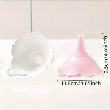 Embudo de Cocina de Flor de Cerezo - Plástico Duradero y Fácil de Limpiar para Aceite de Oliva y Condimentos, Incluye Gancho de Almacenamiento - Blanco/Rosa