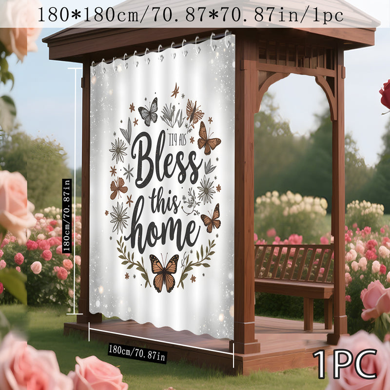 1pc/2pcs Cortina Exterior con Diseño Floral 2D de Fondo Luminoso, Ideal para Patio, Pérgola y Jardín – Decoración Todo el Año con Ganchos, Perfecta para Otoño, Invierno, Halloween, Navidad y Bodas