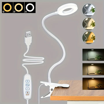 Linterna LED Recargable USB con Cuello Flexible 360°, Control de Atenuación Multinivel y Botón Ojo-Cuidado para Videoconferencias, Luz de Escritorio Ahorradora de Espacio para Lectura y Oficina, Luz de Cultivo para Plantas en Interiores
