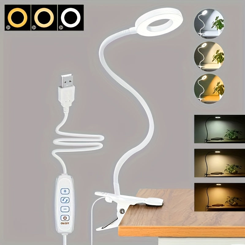 Linterna LED Recargable USB con Cuello Flexible 360°, Control de Atenuación Multinivel y Botón Ojo-Cuidado para Videoconferencias, Luz de Escritorio Ahorradora de Espacio para Lectura y Oficina, Luz de Cultivo para Plantas en Interiores