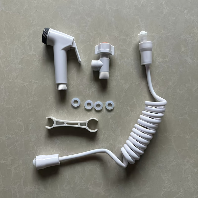 Cabezal de ducha de alta presión blanco moderno con manguera - Plástico duradero, patrones de aspersión ajustables, incluye múltiples boquillas para uso en baño y cocina, cabezal de ducha para baño, aspersión de agua versátil, diseño elegante, construcci