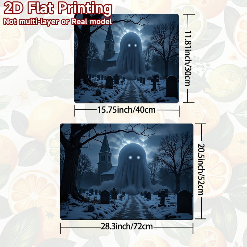 1pc Protector de Estufa para Halloween - Diseño Cementerio Espeluznante, Alfombrilla Antideslizante para Cocinas a Gas/Eléctricas, Superficie Fácil de Limpiar, Ajuste Universal, Decoración de Cocina Temática de Terror, Material Easyclean, 2D Plano