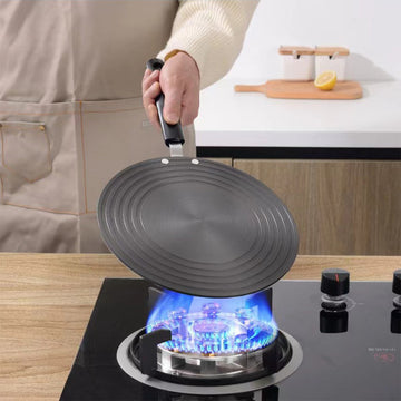 1pc Placa Difusora de Calor y Bandeja Descongeladora de Aluminio 24cm/28cm con Asas y Pinzas Antiescaldaduras - Descongelación Rápida, Protector para Estufa de Cocina, Conducción Térmica Rápida, Liberación de Presión Duradera, Fácil Limpieza, Compatible