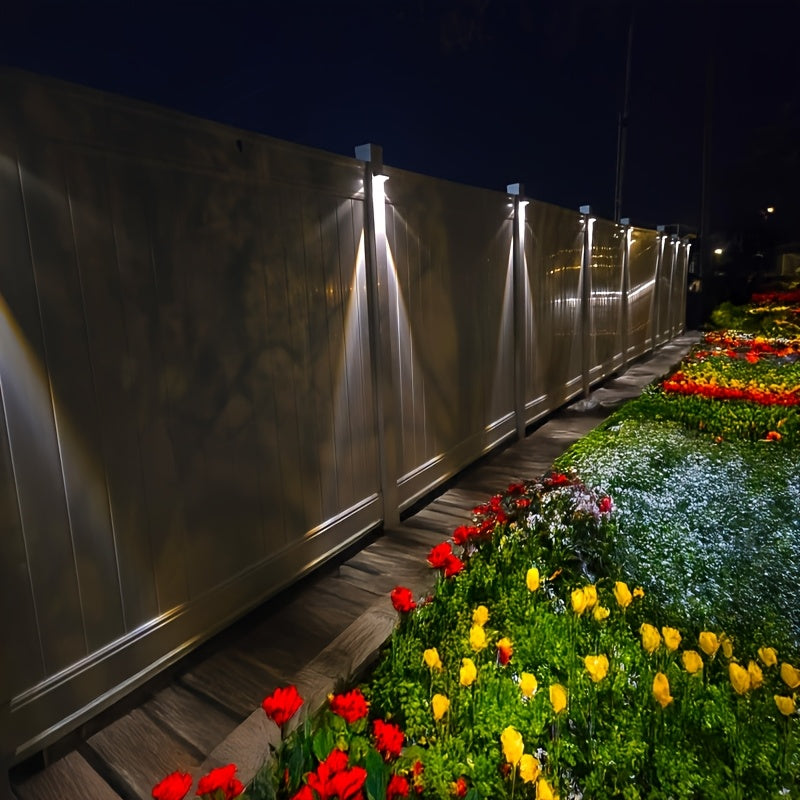 Luces solares para cercas, paquete de 8 o 12, luces LED para exteriores, blanco cálido (3000K) y blanco frío (6000K), encendido/apagado automático, fácil instalación en terrazas, paredes, patios, jardines, senderos y cercas
