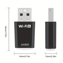 Tarjeta de red WiFi 6 USB, adaptador WiFi de 6 puertos USB para computadoras de escritorio, última Wi-Fi 6 AX900 de doble banda 600Mbps 5G/286Mbps 2.4G, para portátiles Windows 11 10 7, Plug and Play, con controlador integrado
