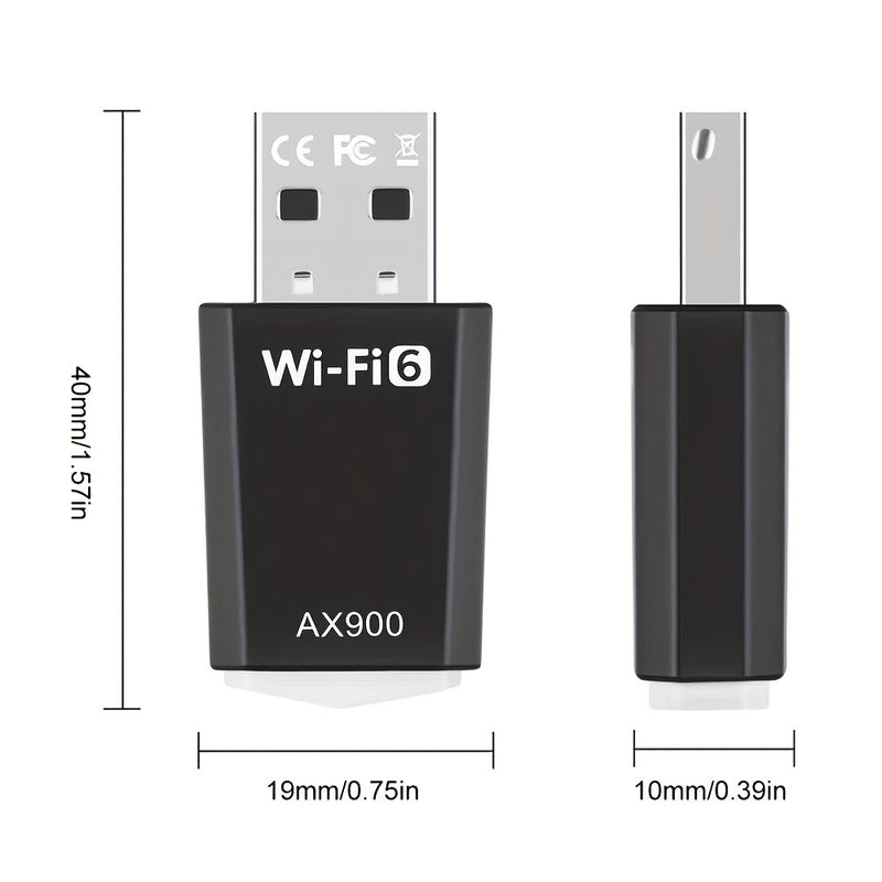 Tarjeta de red WiFi 6 USB, adaptador WiFi de 6 puertos USB para computadoras de escritorio, última Wi-Fi 6 AX900 de doble banda 600Mbps 5G/286Mbps 2.4G, para portátiles Windows 11 10 7, Plug and Play, con controlador integrado