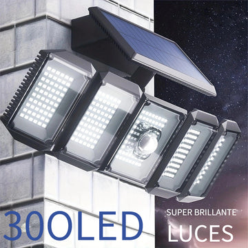 Luces Solares de Pared con 5 Cabezales, Luz Solar Exterior, Luces LED para Jardín y Patio con Sensor de Movimiento y Ángulo Amplio - Iluminación para Calles y Exteriores