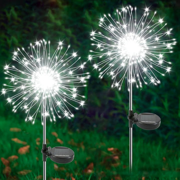 2 piezas Luces de Fuegos Artificiales Solares - Duraderas IP44, 8 Modos de Iluminación, Ideales para Patio, Jardín, Camino, Fiestas, Camping, Picnics, Navidad, Ramadán, Pascua, Día del Padre y Decoración de Halloween, Iluminación Festiva al Aire Libre |