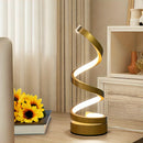 Lámpara de mesa LED espiral, luz de escritorio de metal con cuello de cisne regulable, control de botón de pulsar, alimentada por USB, iluminación ajustable, acabado pulido, para oficina, dormitorio, sala de estar - Idea de regalo