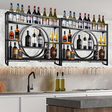 Estantería de Almacenamiento de Vino Moderna Montada en la Pared, Estante Colgante Industrial para Licores, Estante de Hierro para Botellas de Licor, Exhibidor de Botellas de Bebidas para Bar o Cocina Doméstica,