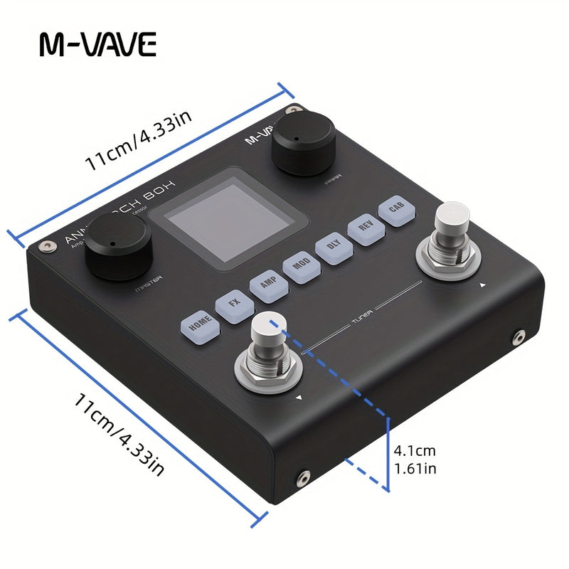 Procesador de efectos múltiples para guitarra/bajo profesional M-VAVE - Modelado neural ANN, 60+ efectos, 20 simulaciones de amplificador y IR CAB, batería de 10 horas, grabación OTG - Modelador de amplificador digital portátil con función congelar, TAP