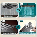1 pieza, cabeza de ducha de pared de gran tamaño de alta presión - Diseño moderno de plástico negro, 304X118mm, cubrimiento completo del cuerpo con flujo de agua uniforme, fácil de instalar para el baño del hogar, soporte de cabeza de ducha, accesorios d