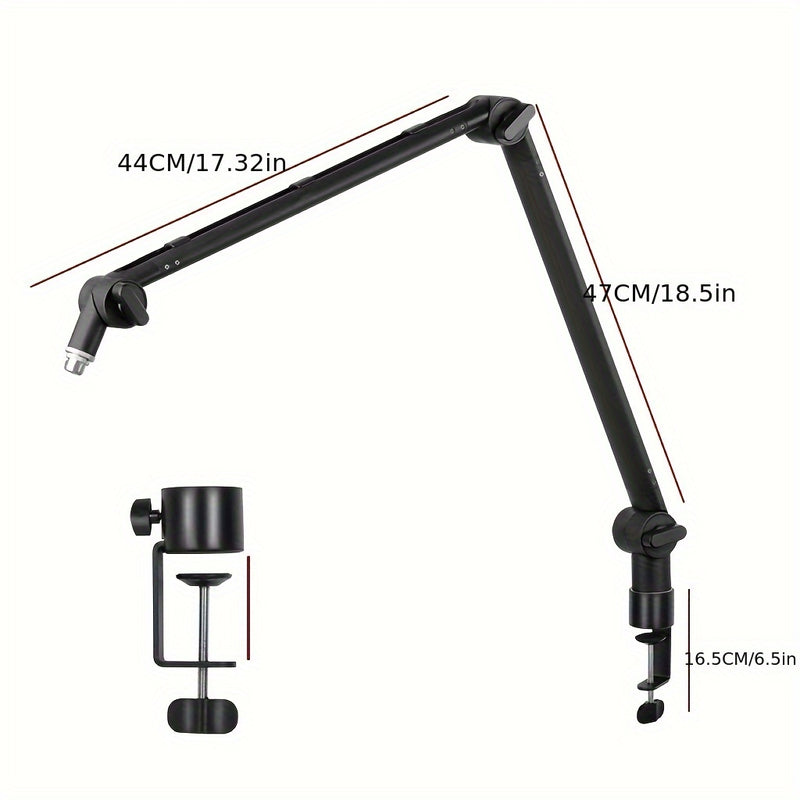 [Gótico] Soporte de micrófono desmontable de alta calidad con gestión de cables - Adaptador de rosca de 5/8" para Blue Snowman Hyper X QuadCast SoloCast AT2020 Shure SM7B MV7, aleación de aluminio, negro